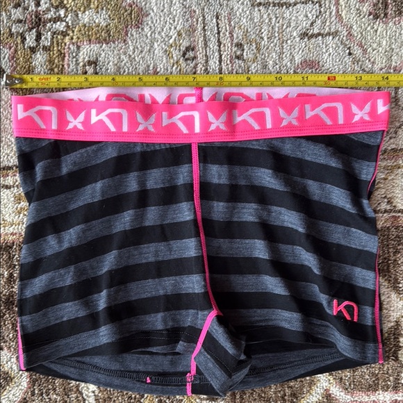 Kari Traa Black and Gray Striped Shorts with Pink Accents - Picture 7 of 8